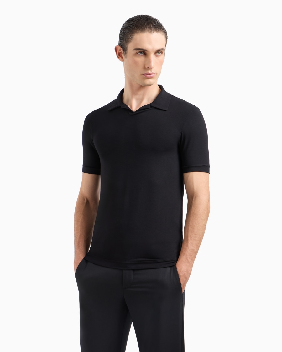 The world of armani POLO A MANICHE CORTE IN JERSEY DI VISCOSA STRETCH Prezzo Ridotto