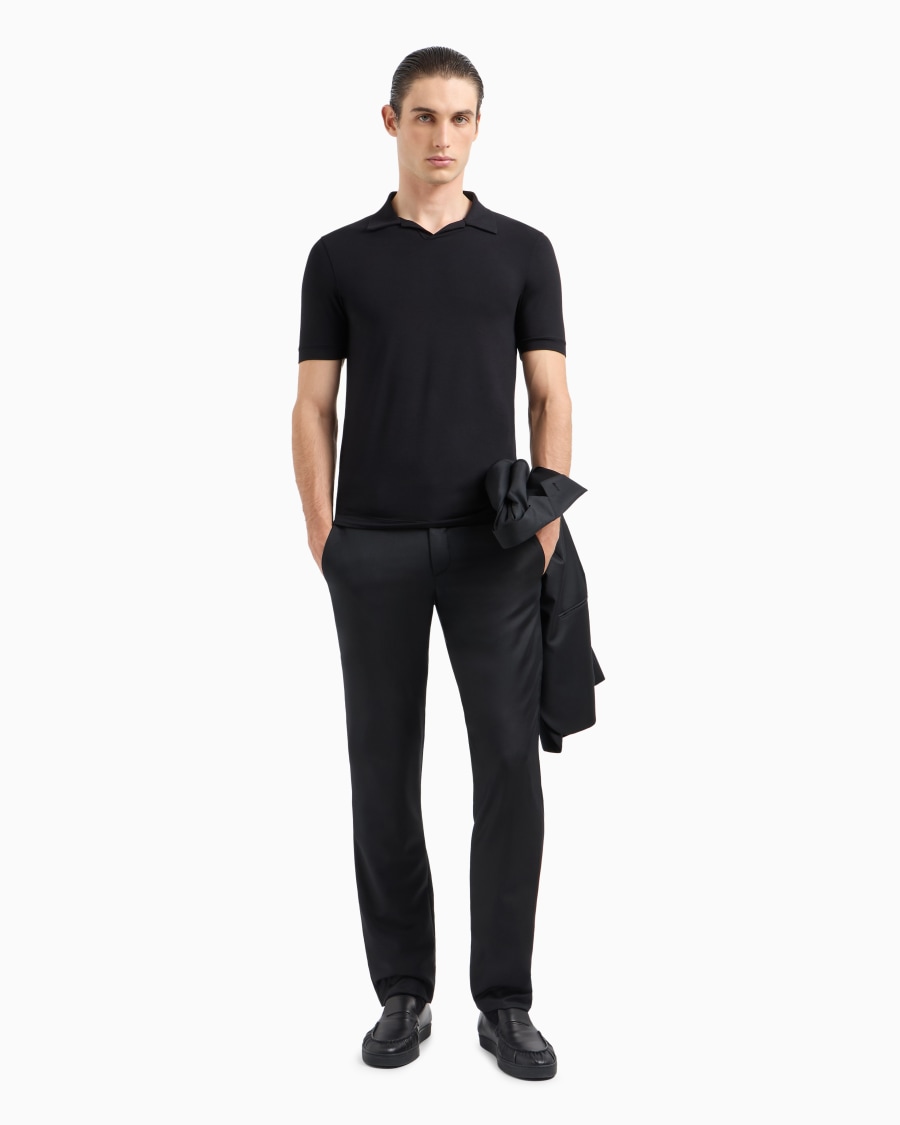 The world of armani POLO A MANICHE CORTE IN JERSEY DI VISCOSA STRETCH Prezzo Ridotto