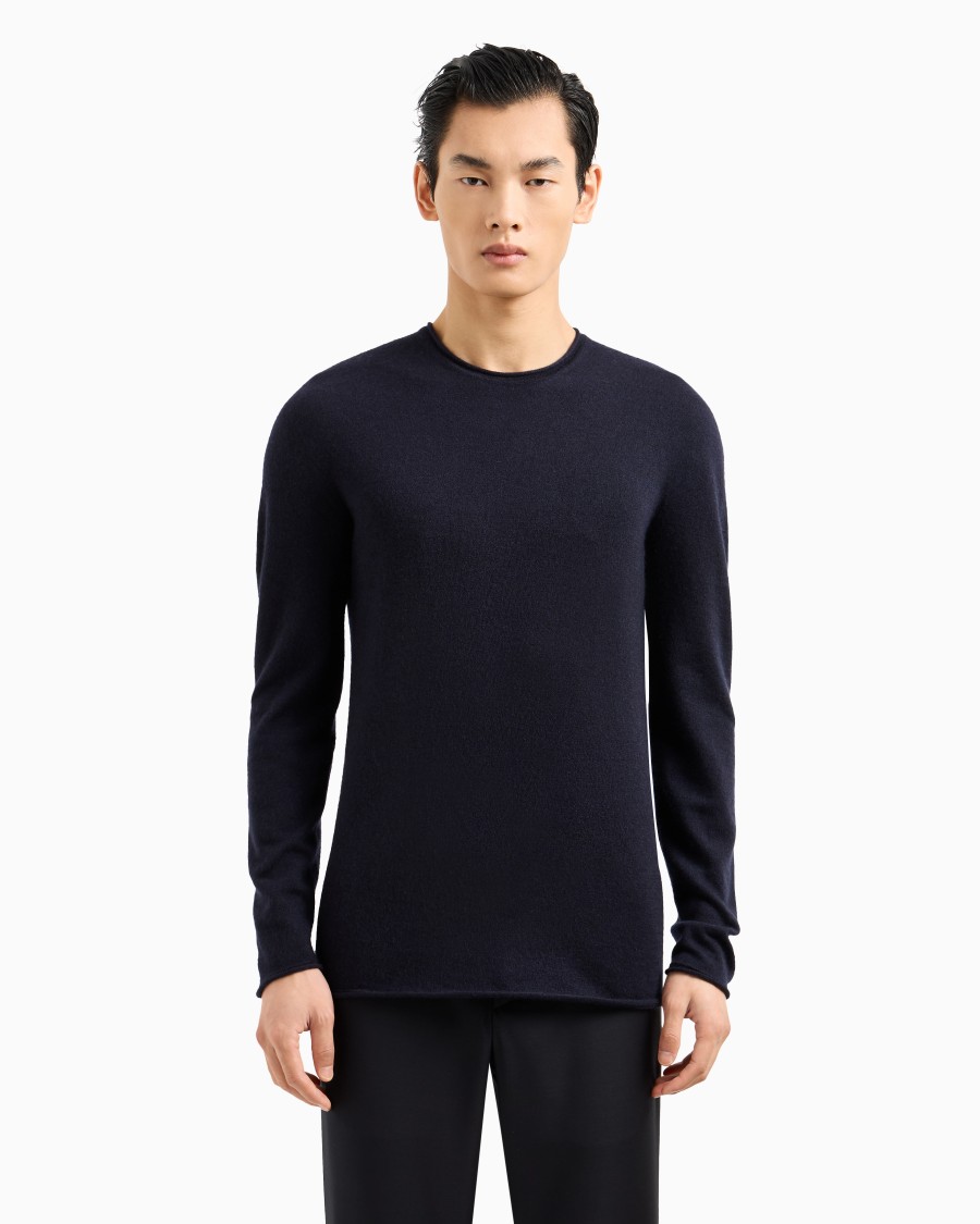 The world of armani MAGLIA GIROCOLLO ICON IN INTERLOCK DI CASHMERE Convenienza