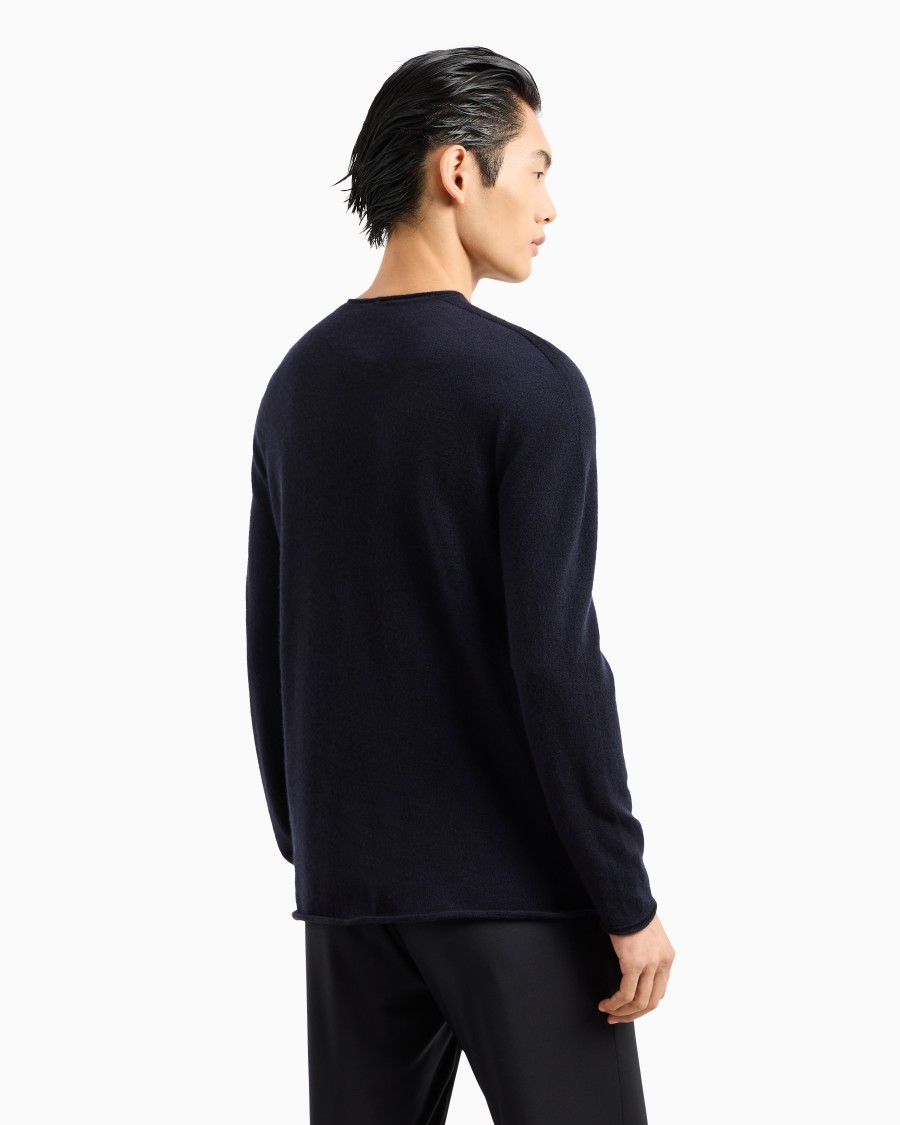 The world of armani MAGLIA GIROCOLLO ICON IN INTERLOCK DI CASHMERE Convenienza