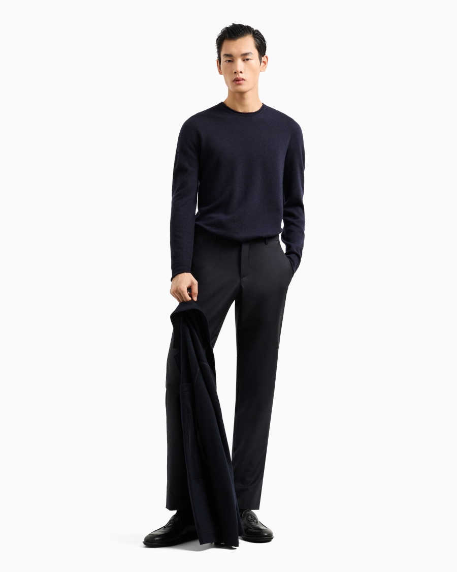 The world of armani MAGLIA GIROCOLLO ICON IN INTERLOCK DI CASHMERE Convenienza