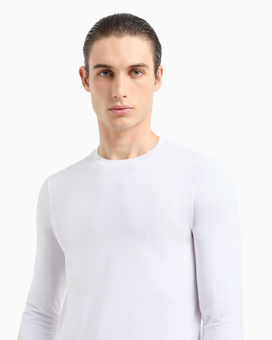 The world of armani MAGLIA GIROCOLLO A MANICHE LUNGHE IN JERSEY DI VISCOSA STRETCH Vendita Economica