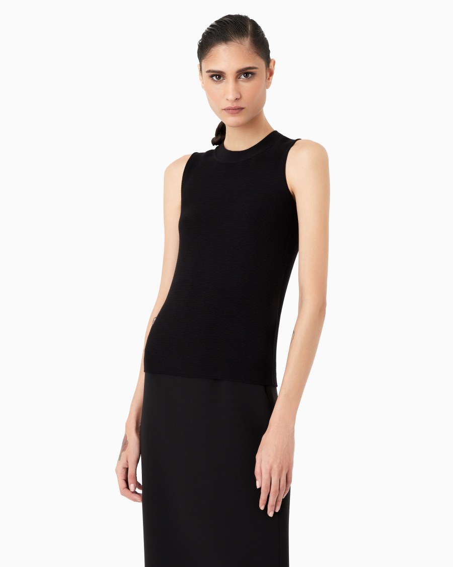 The world of armani TOP IN TESSUTO OTTOMAN Soddisfazione Garantita