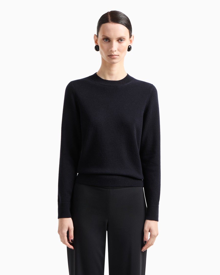 The world of armani MAGLIONE IN CASHMERE CON PROFILI A COSTE Qualità Garantita