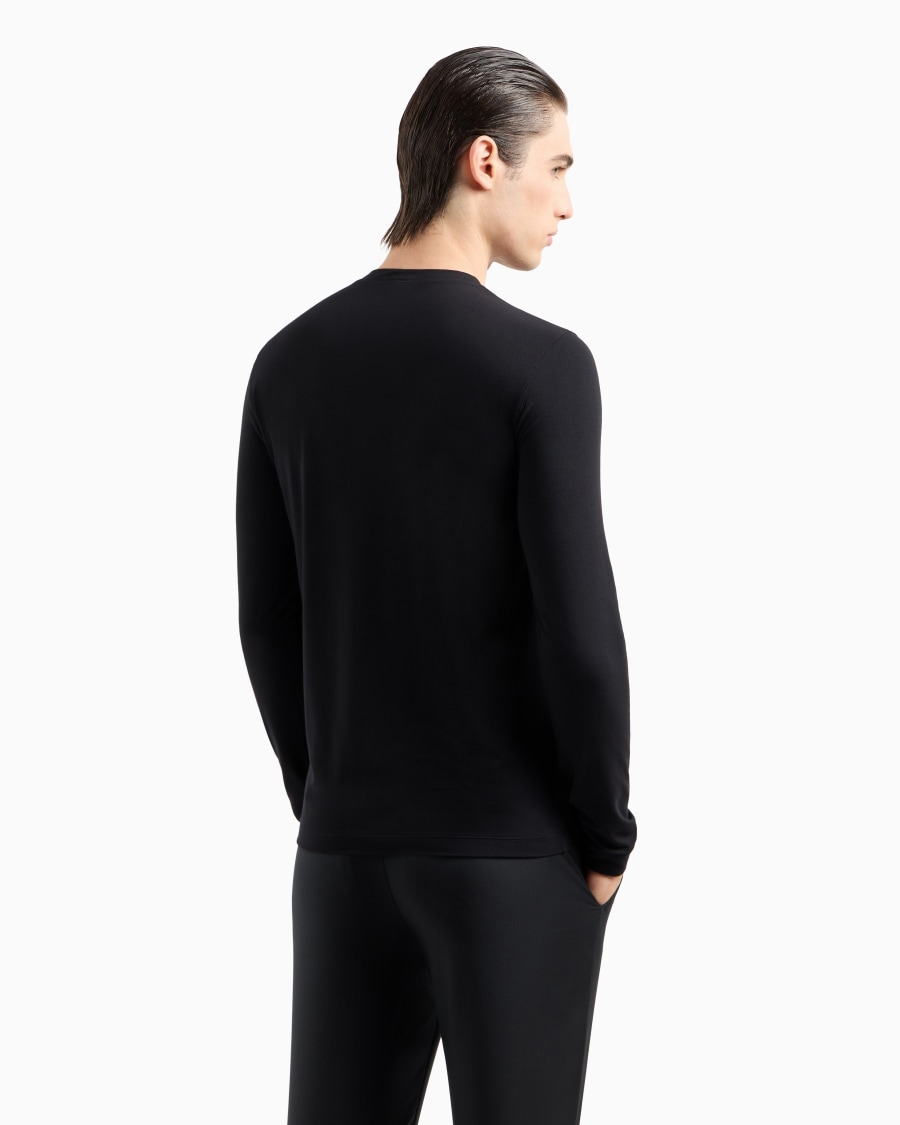 The world of armani MAGLIA GIROCOLLO A MANICHE LUNGHE IN JERSEY DI VISCOSA STRETCH Saldi