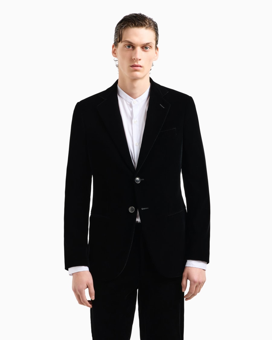 The world of armani GIACCA ICON MONOPETTO LINEA GEORGE IN VELLUTO STRETCH Saldi Di Fabbrica