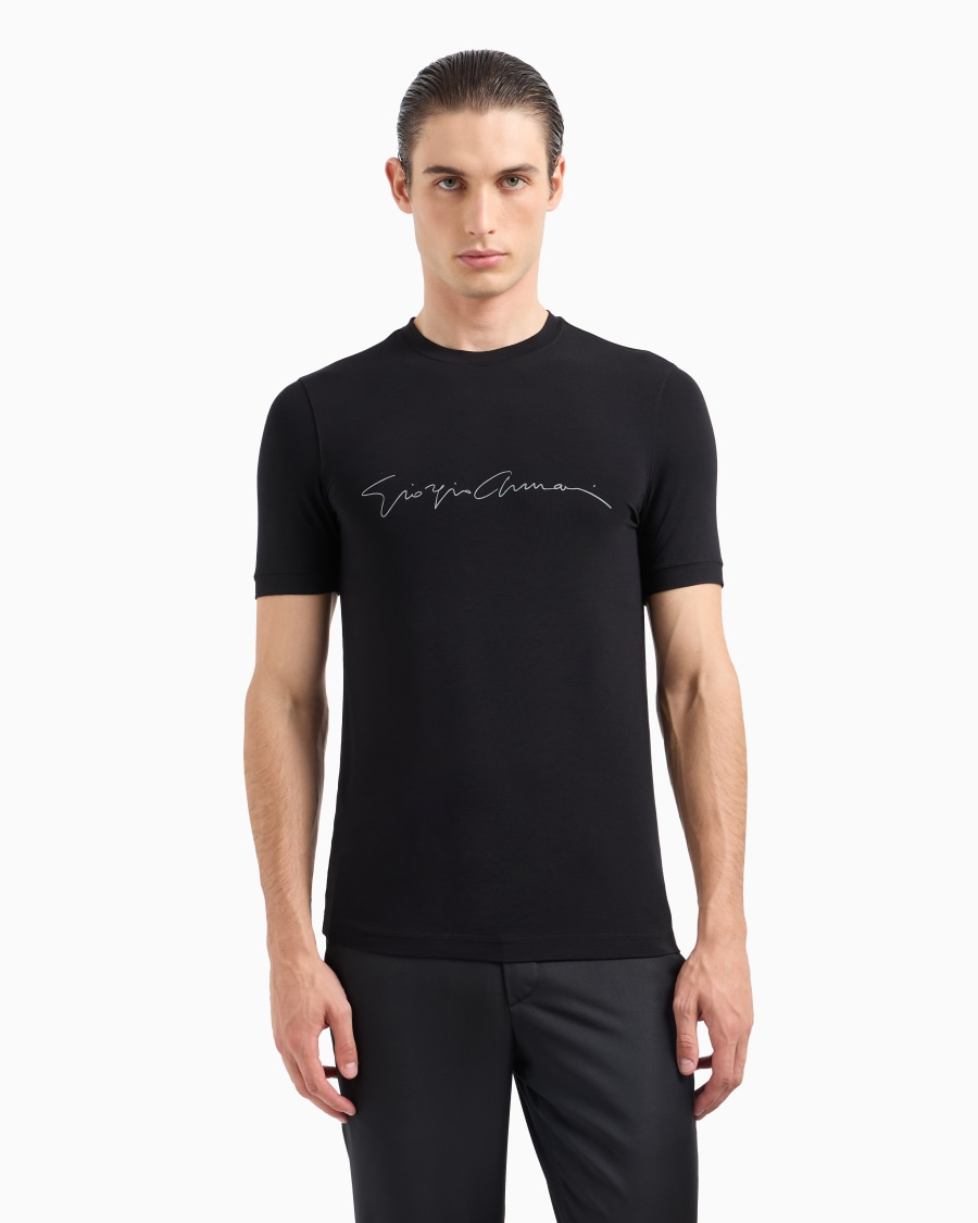 The world of armani T-SHIRT IN JERSEY BAMBOO DI VISCOSA STRETCH Nuova