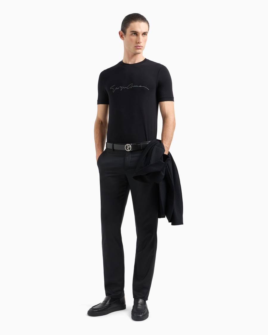 The world of armani T-SHIRT IN JERSEY BAMBOO DI VISCOSA STRETCH Nuova