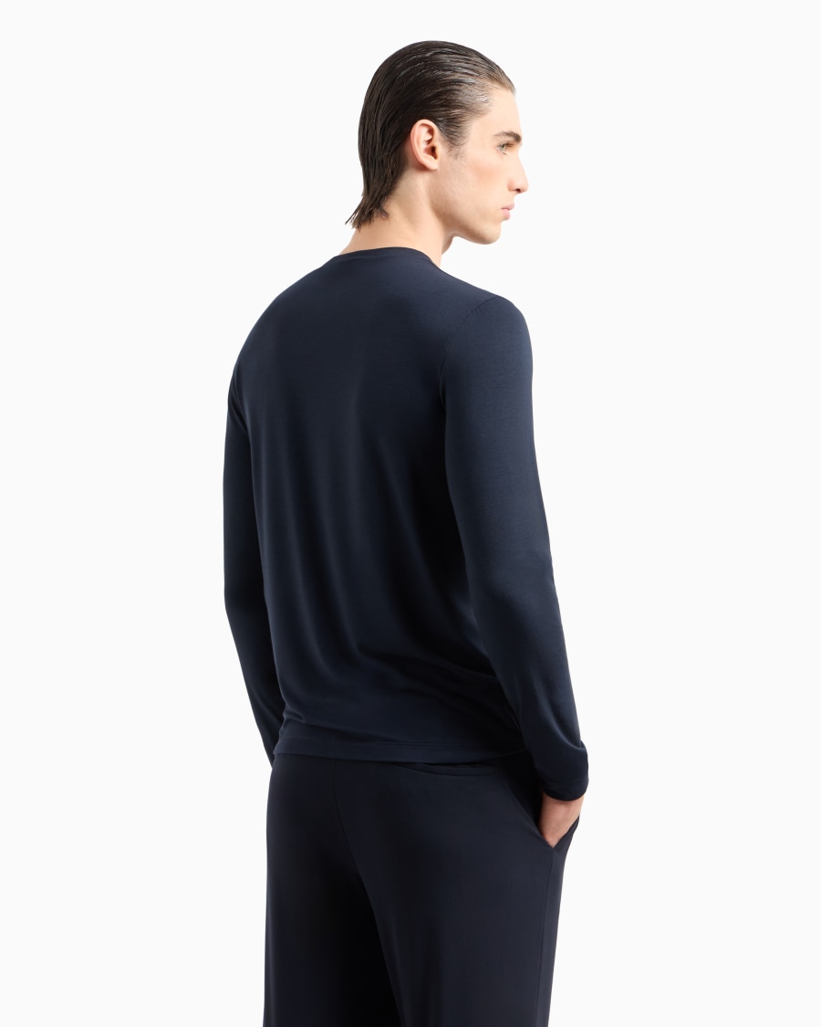 The world of armani MAGLIA GIROCOLLO A MANICHE LUNGHE IN JERSEY DI VISCOSA STRETCH Qualità