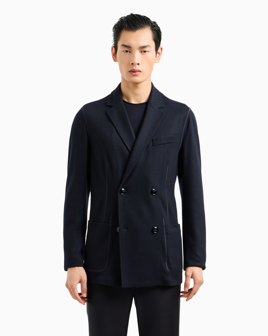 The world of armani GIACCA DOPPIOPETTO ICON IN INTERLOCK DI CASHMERE FOLLATO Promozione Limitata