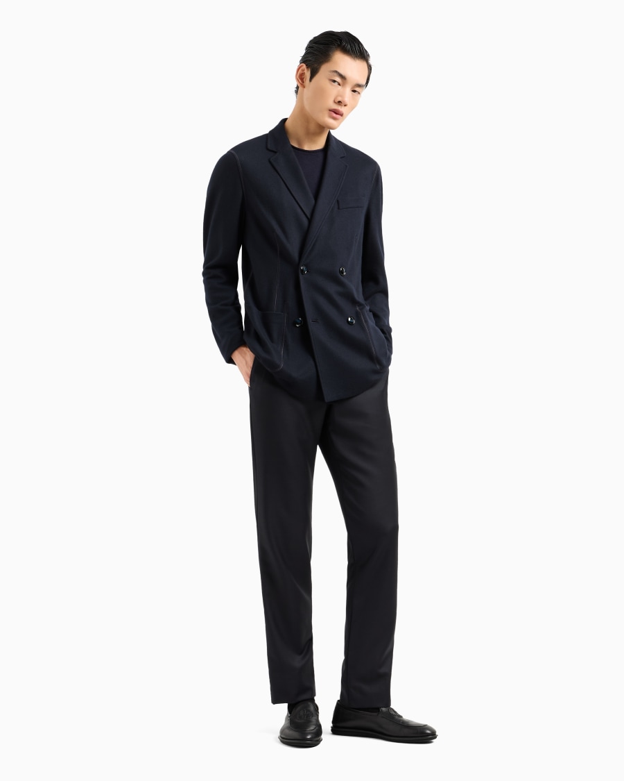 The world of armani GIACCA DOPPIOPETTO ICON IN INTERLOCK DI CASHMERE FOLLATO Promozione Limitata