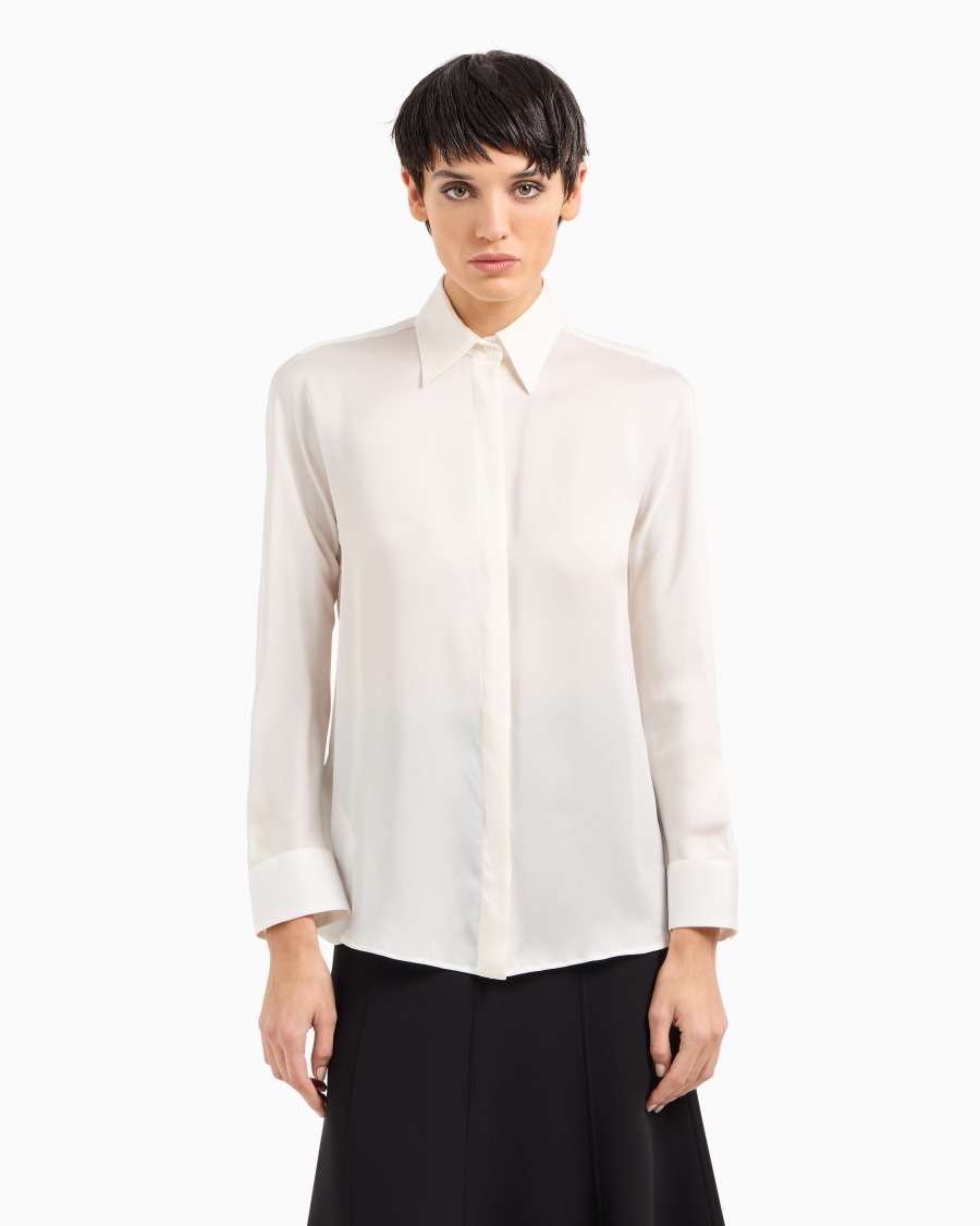 The world of armani CAMICIA IN CHARMEUSE DI PURA SETA Vendita Calda