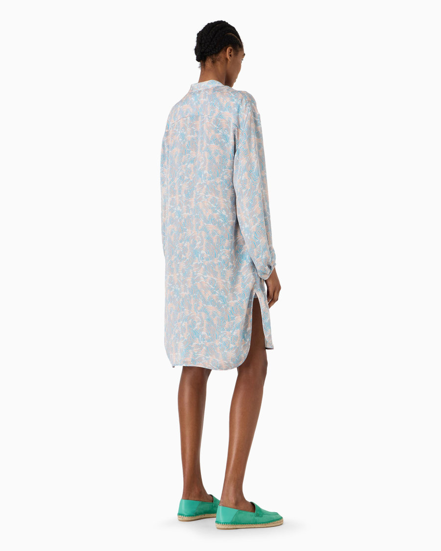 The world of armani CAMICIA LUNGA IN SETA STAMPATA Nuova