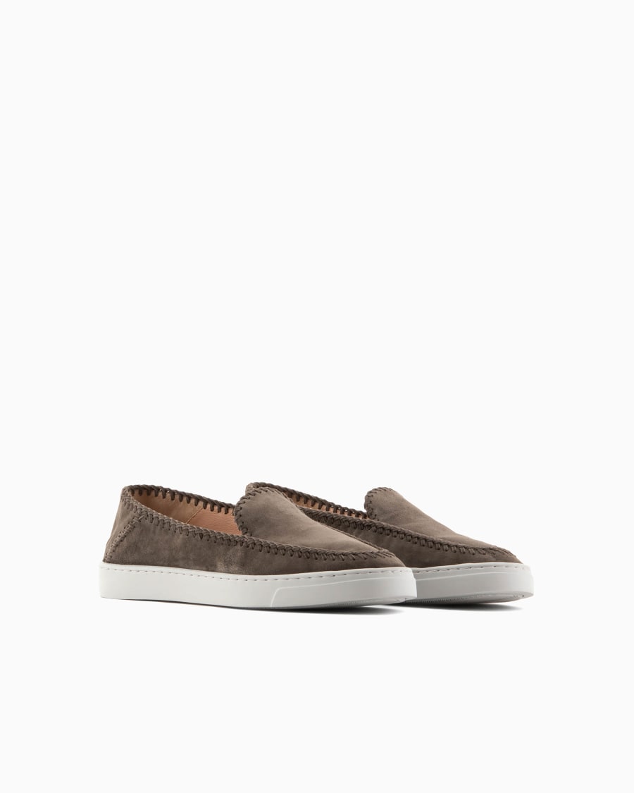 The world of armani GALLERIA 3 SLIP-ON IN PELLE SCAMOSCIATA Consegna Veloce