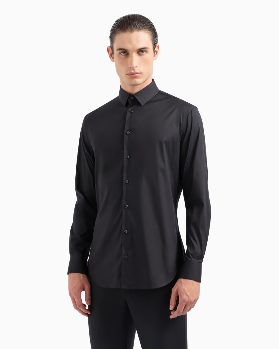 The world of armani CAMICIA IN TESSUTO STRETCH CON COLLO CLASSICO CON STECCHE Sottocosto