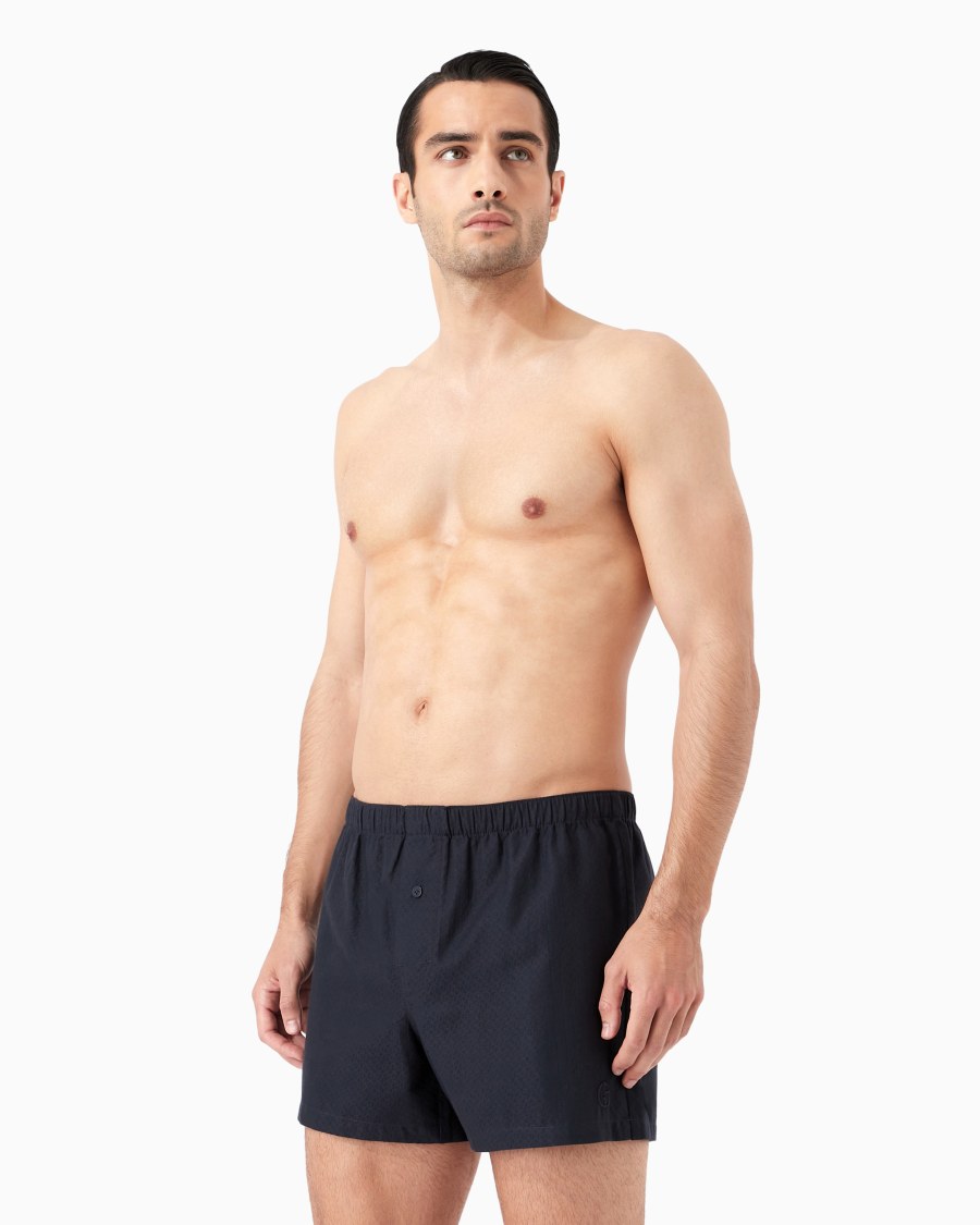 The world of armani BOXER IN COTONE CON LOGO RICAMATO Presa