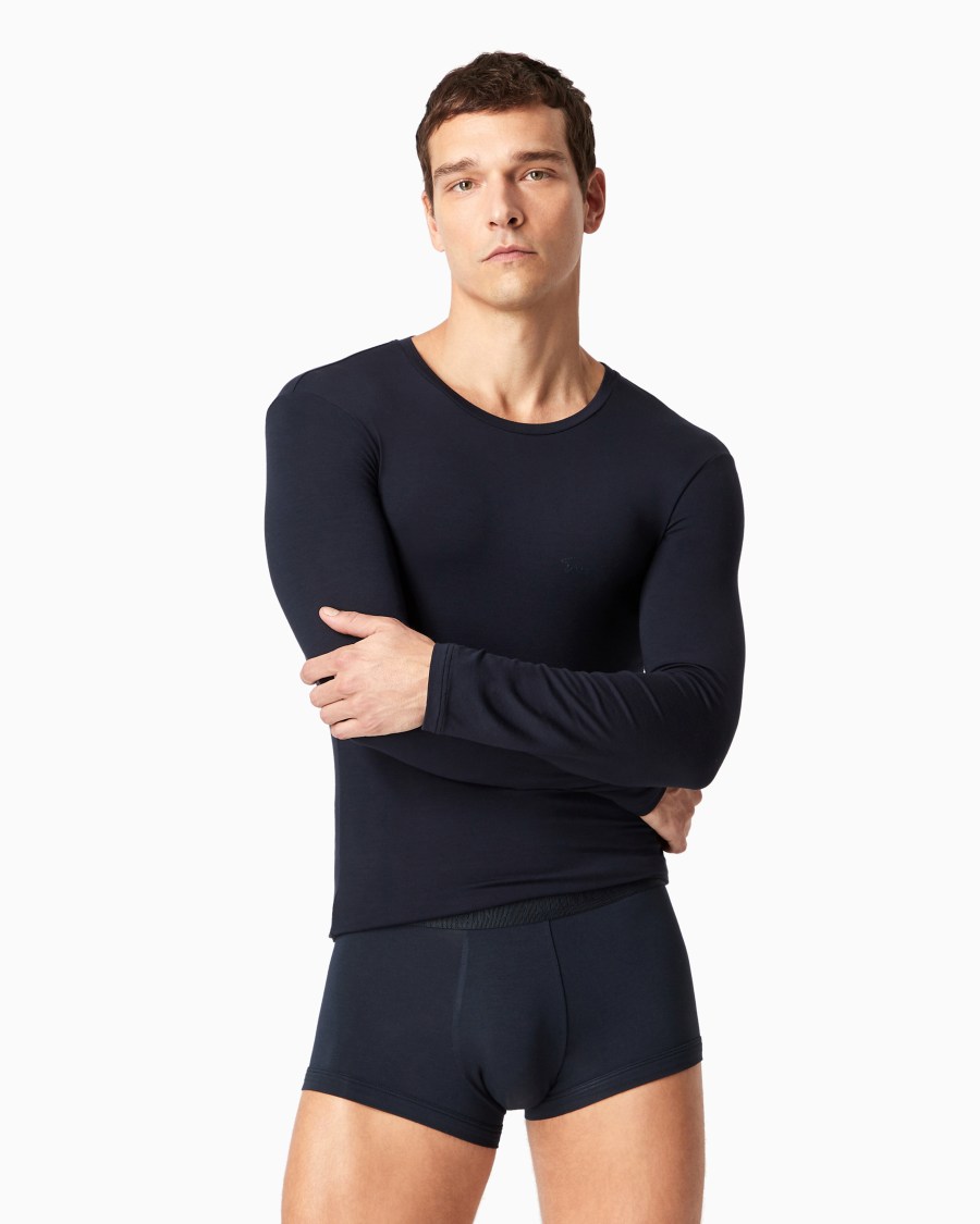 The world of armani MAGLIA LOUNGEWEAR A MANICA LUNGA IN MODAL STRETCH In Vendita