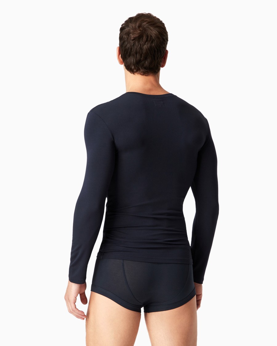 The world of armani MAGLIA LOUNGEWEAR A MANICA LUNGA IN MODAL STRETCH In Vendita