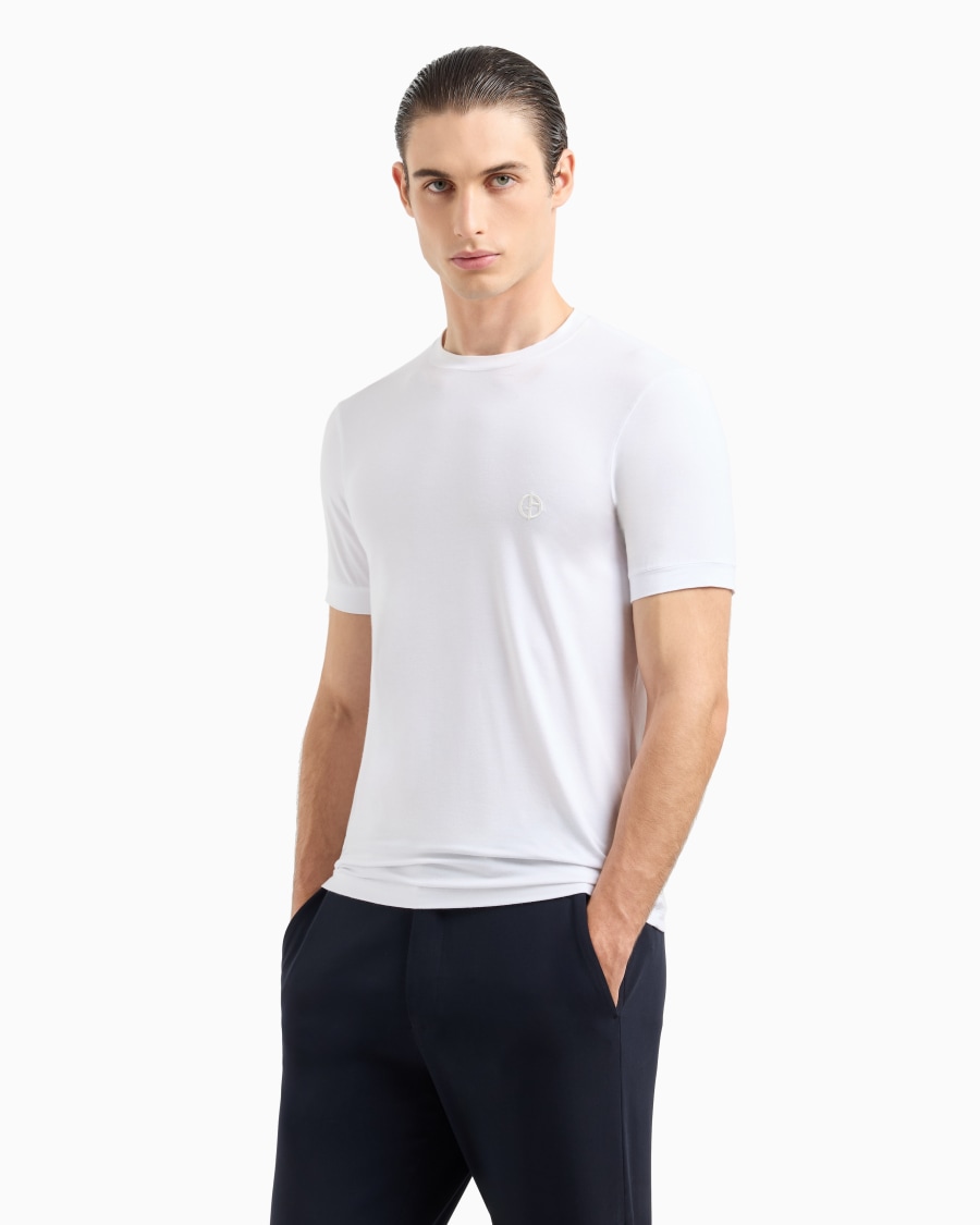 The world of armani T-SHIRT IN JERSEY BAMBOO DI VISCOSA STRETCH CON RICAMO GA Hotsell