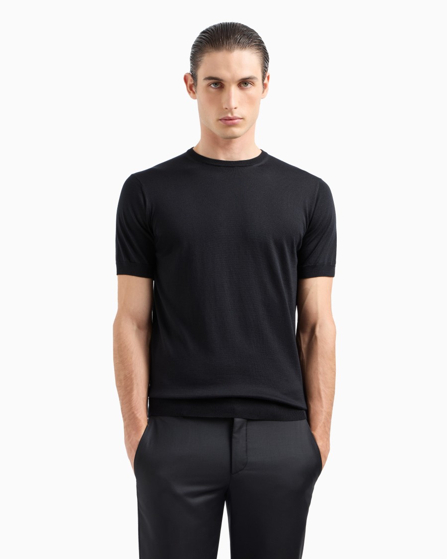 The world of armani MAGLIA GIROCOLLO IN SETA E COTONE Moda