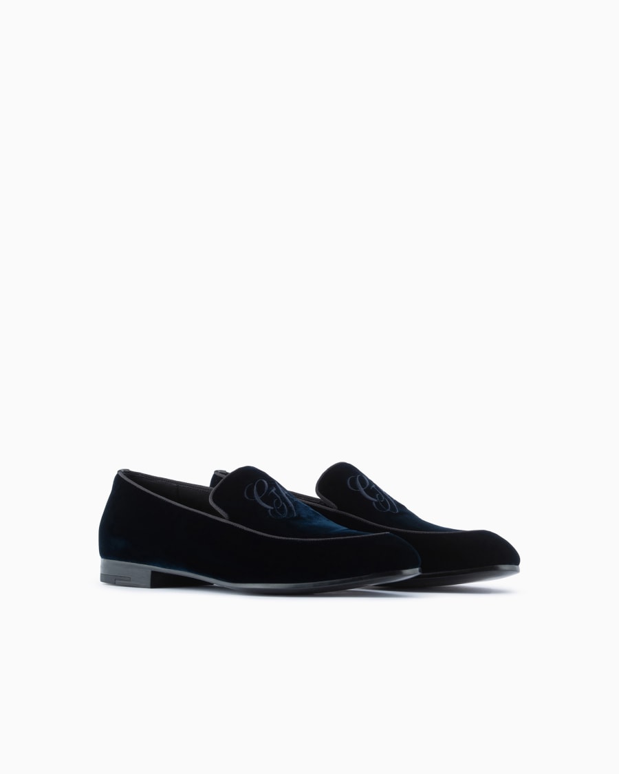 The world of armani MOCASSINI IN VELLUTO CON LOGO RICAMATO 2025