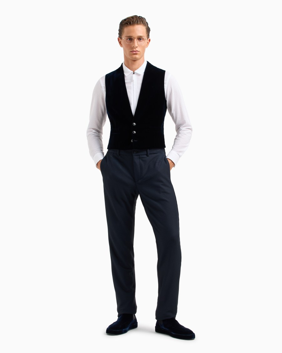 The world of armani CAMICIA SLIM FIT CON ZIP IN COTONE SEERSUCKER Italy