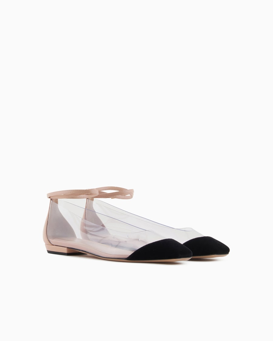 The world of armani BALLERINE CON CINTURINO IN NAPPA PVC E VELLUTO Qualità Garantita
