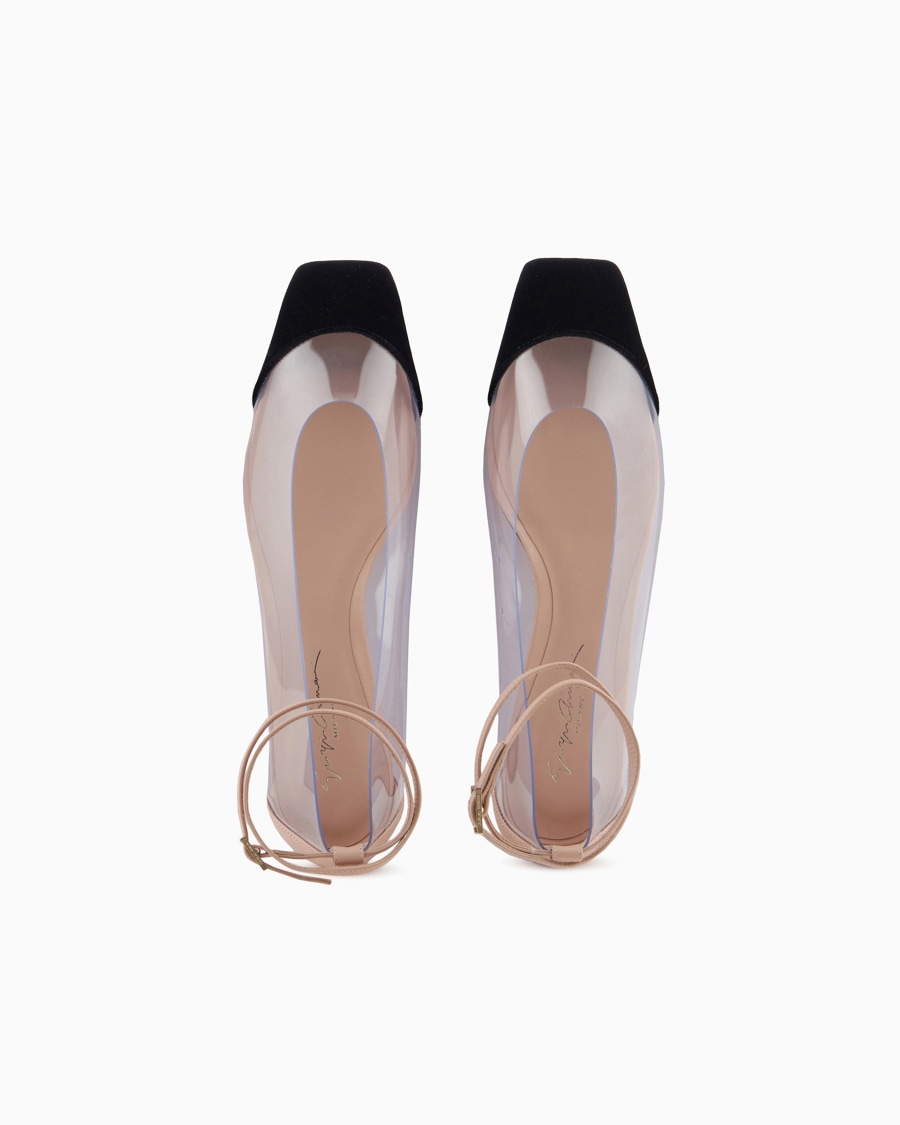 The world of armani BALLERINE CON CINTURINO IN NAPPA PVC E VELLUTO Qualità Garantita
