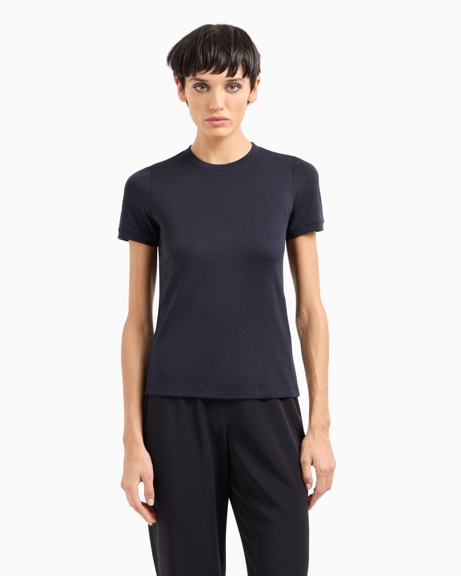The world of armani T-SHIRT IN PURO CASHMERE Consegna Veloce