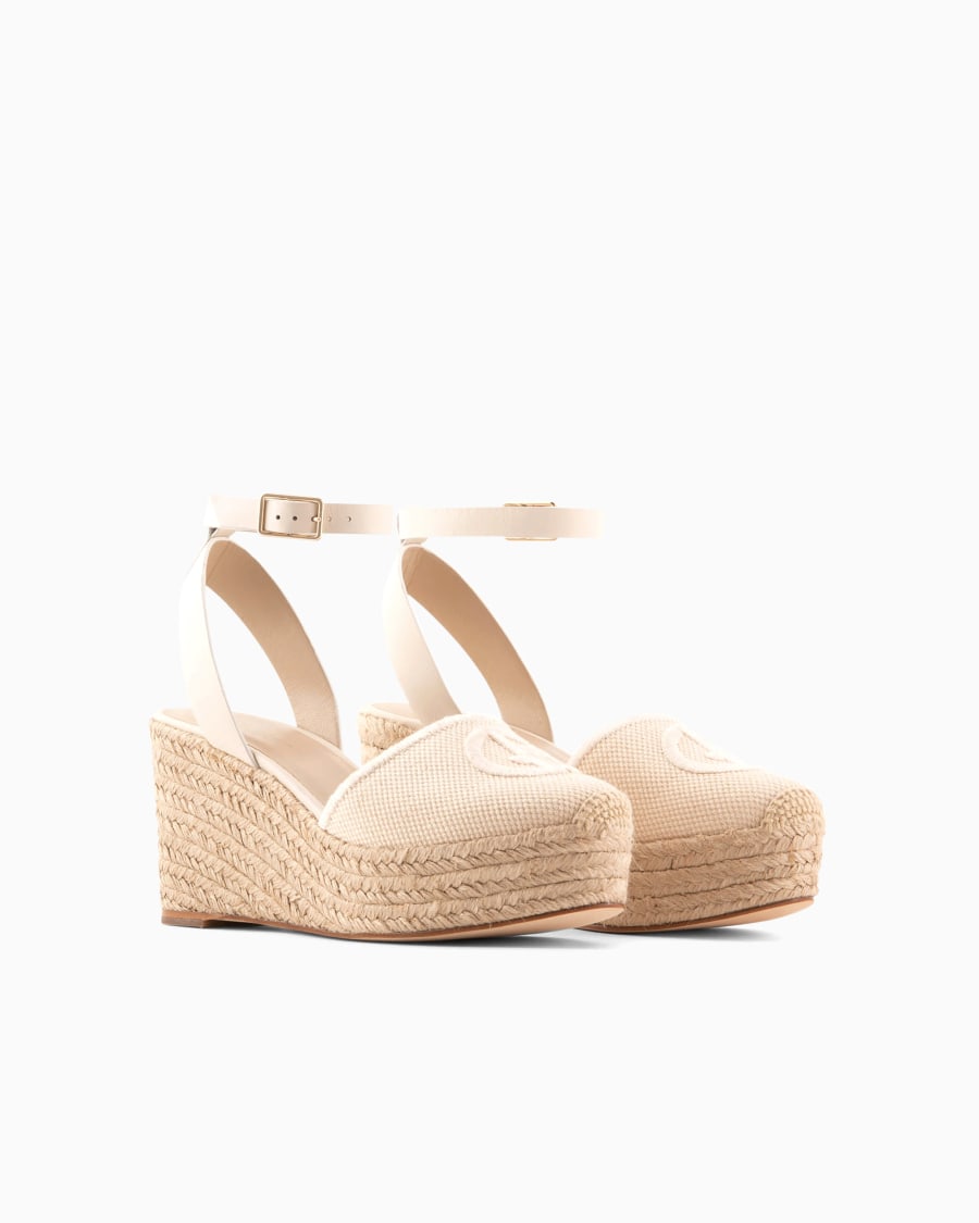 The world of armani ESPADRILLAS IN COTONE CON ZEPPA E LOGO RICAMATO Promozione Limitata
