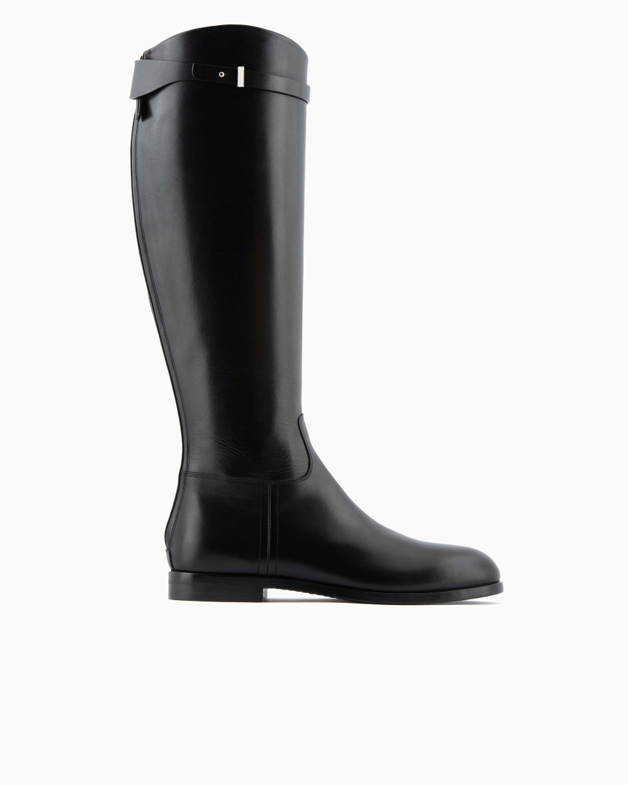 The world of armani STIVALI IN PELLE CON CINTURINO