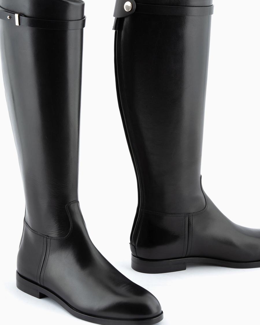 The world of armani STIVALI IN PELLE CON CINTURINO Prezzo Ridotto