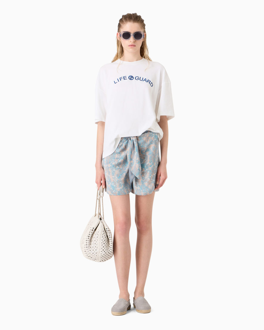 The world of armani T-SHIRT GIROCOLLO IN JERSEY DI COTONE E SETA Presa