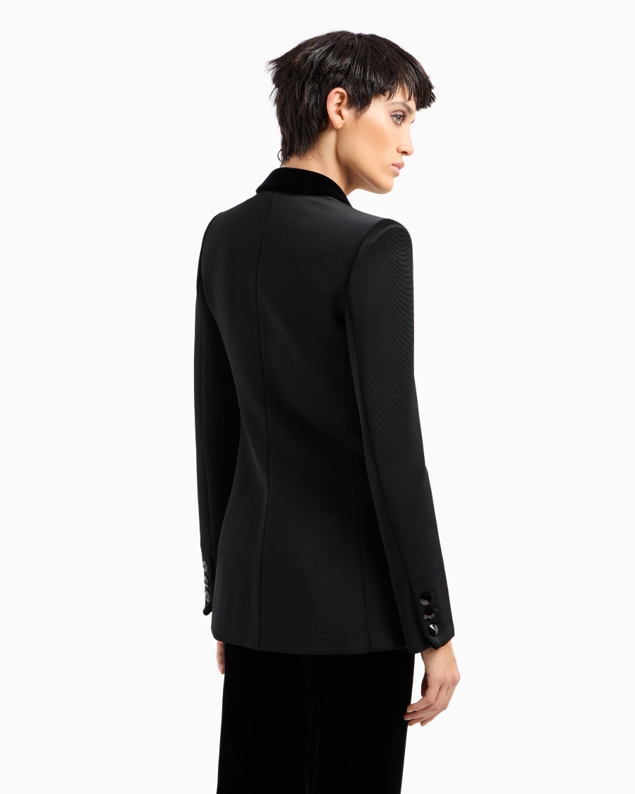 The world of armani GIACCA MONOPETTO IN JERSEY DOUBLE E VELLUTO CON RICAMI Sconto