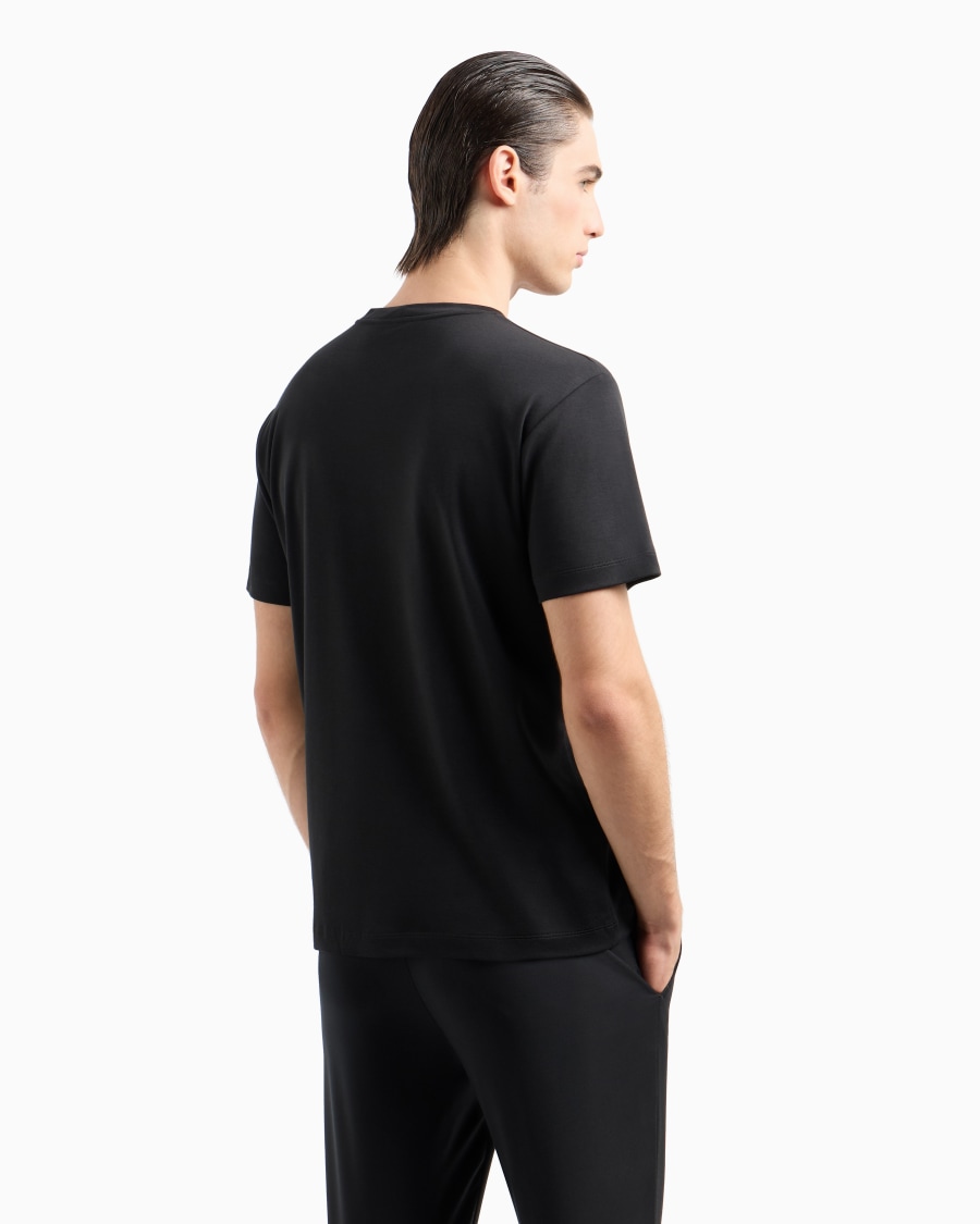 The world of armani T-SHIRT IN INTERLOCK DI PURO COTONE CON LOGO RICAMATO Soddisfazione Garantita