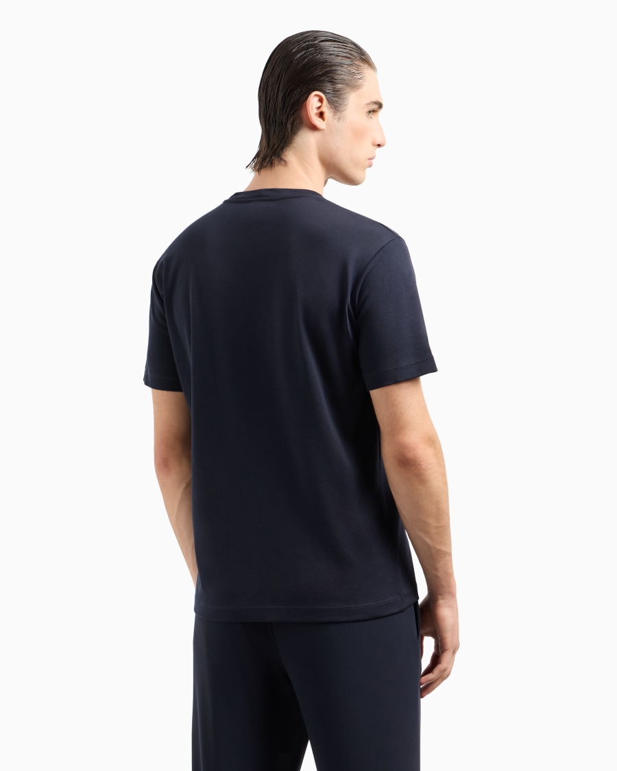 The world of armani T-SHIRT IN INTERLOCK DI PURO COTONE CON LOGO RICAMATO Qualità Garantita