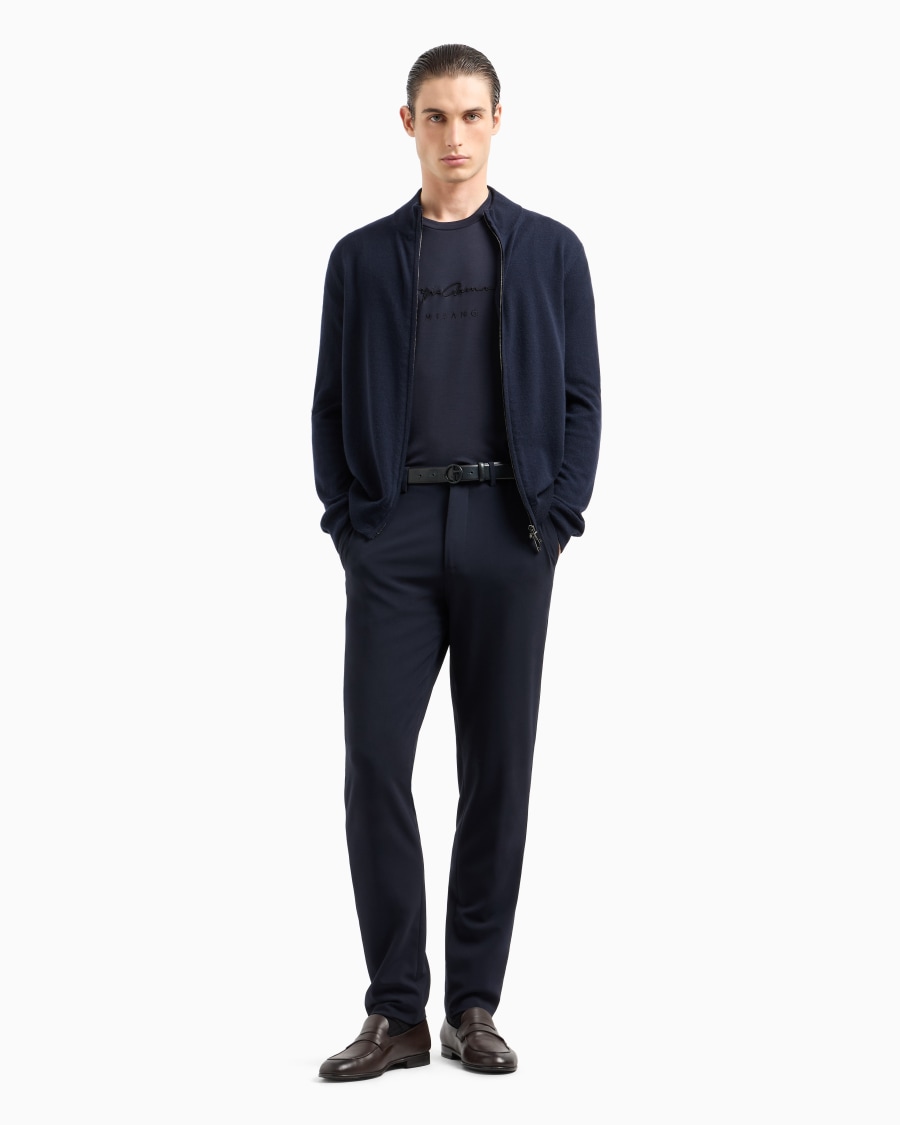 The world of armani T-SHIRT IN INTERLOCK DI PURO COTONE CON LOGO RICAMATO Qualità Garantita