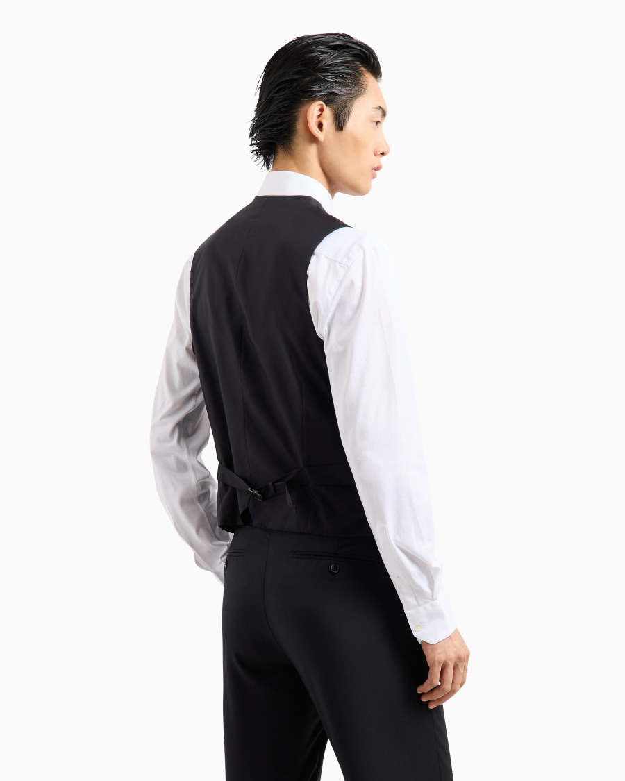 The world of armani GILET MONOPETTO IN LANA VERGINE Negozi Online