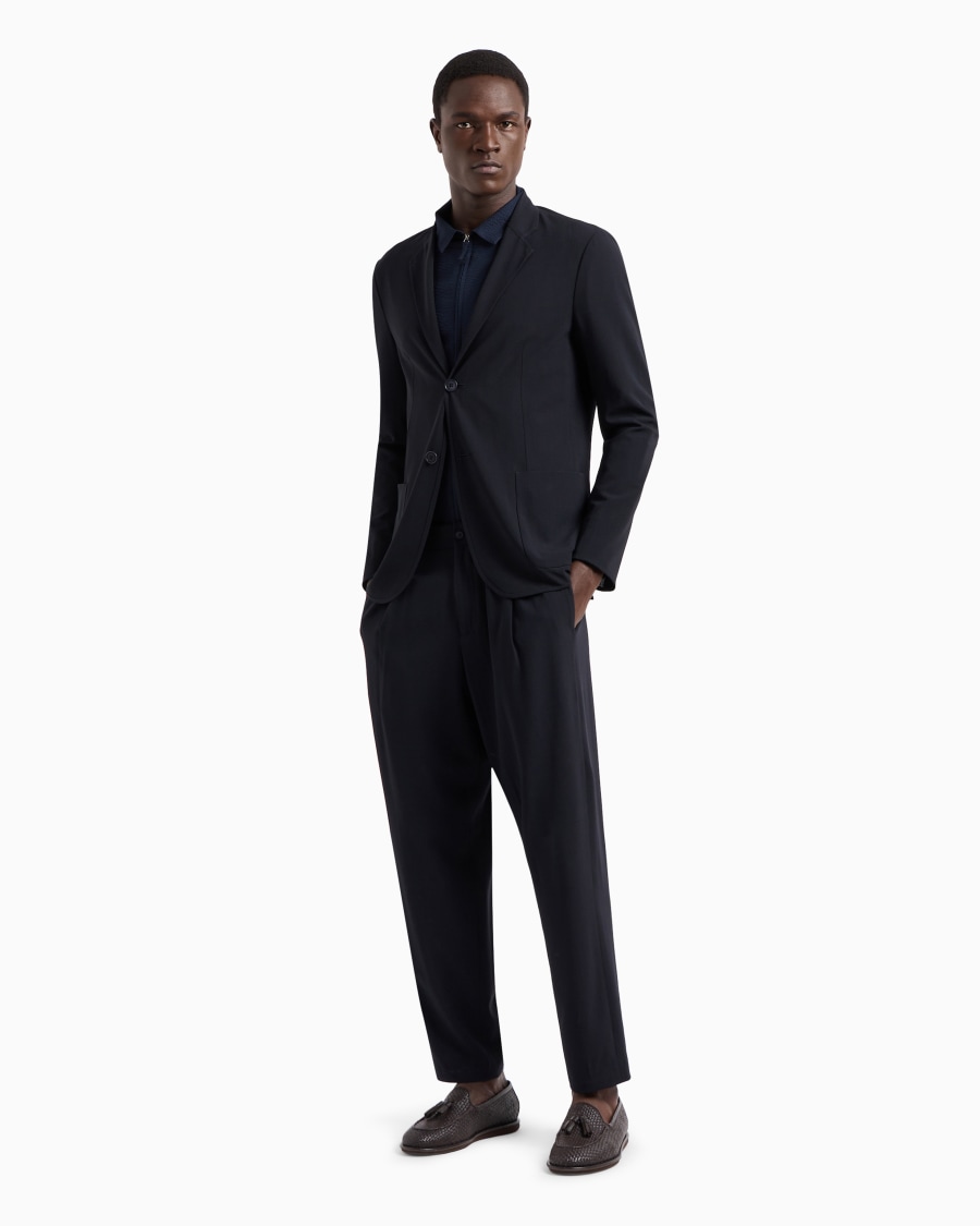 The world of armani CAMICIA SLIM FIT CON ZIP IN COTONE SEERSUCKER Consegna Veloce