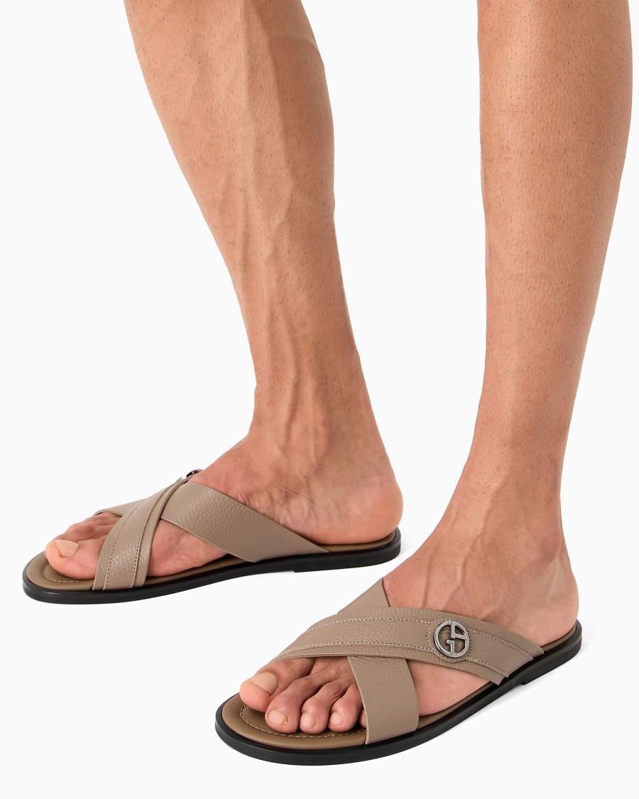 The world of armani SANDALI CROSS IN PELLE GRANATA Shopping Online