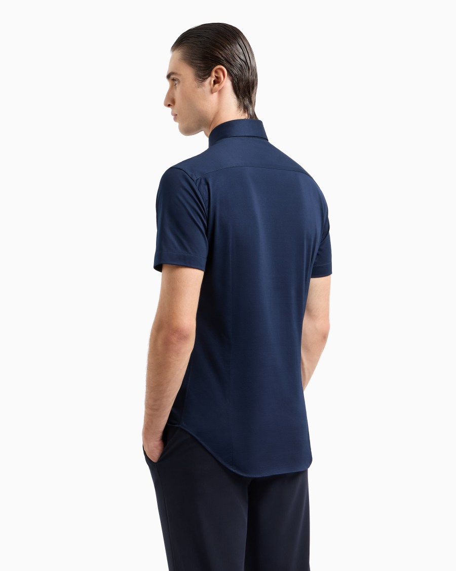 The world of armani CAMICIA A MANICHE CORTE IN JERSEY DI COTONE Sconto