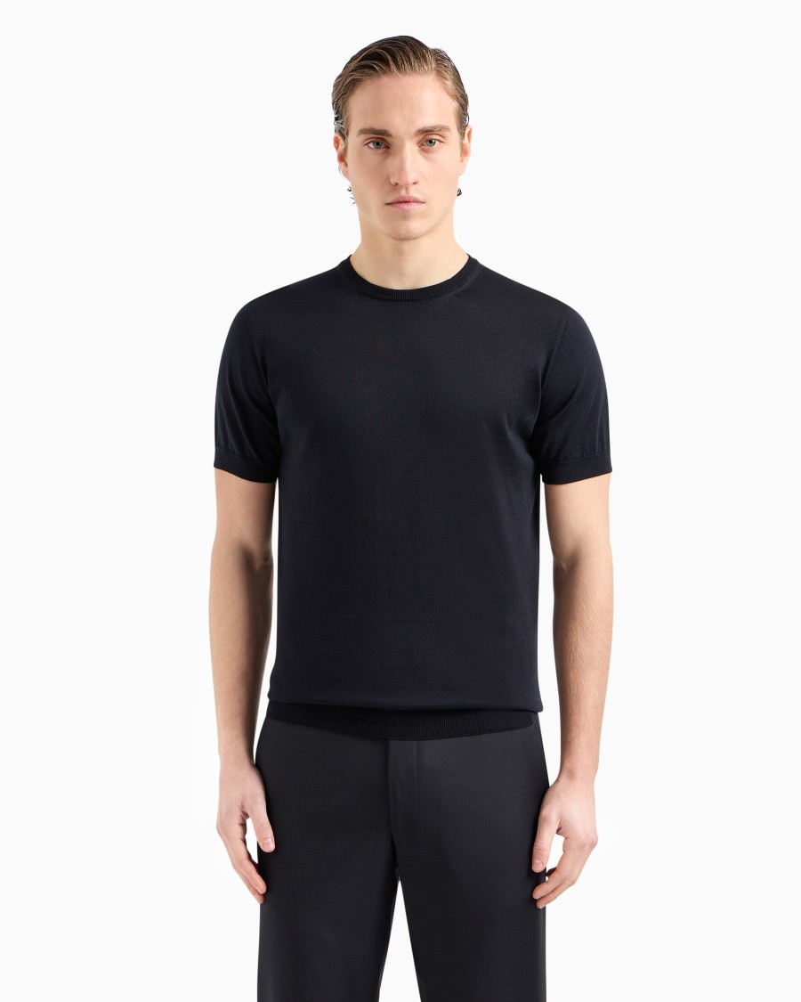 The world of armani MAGLIA GIROCOLLO IN SETA E COTONE Online