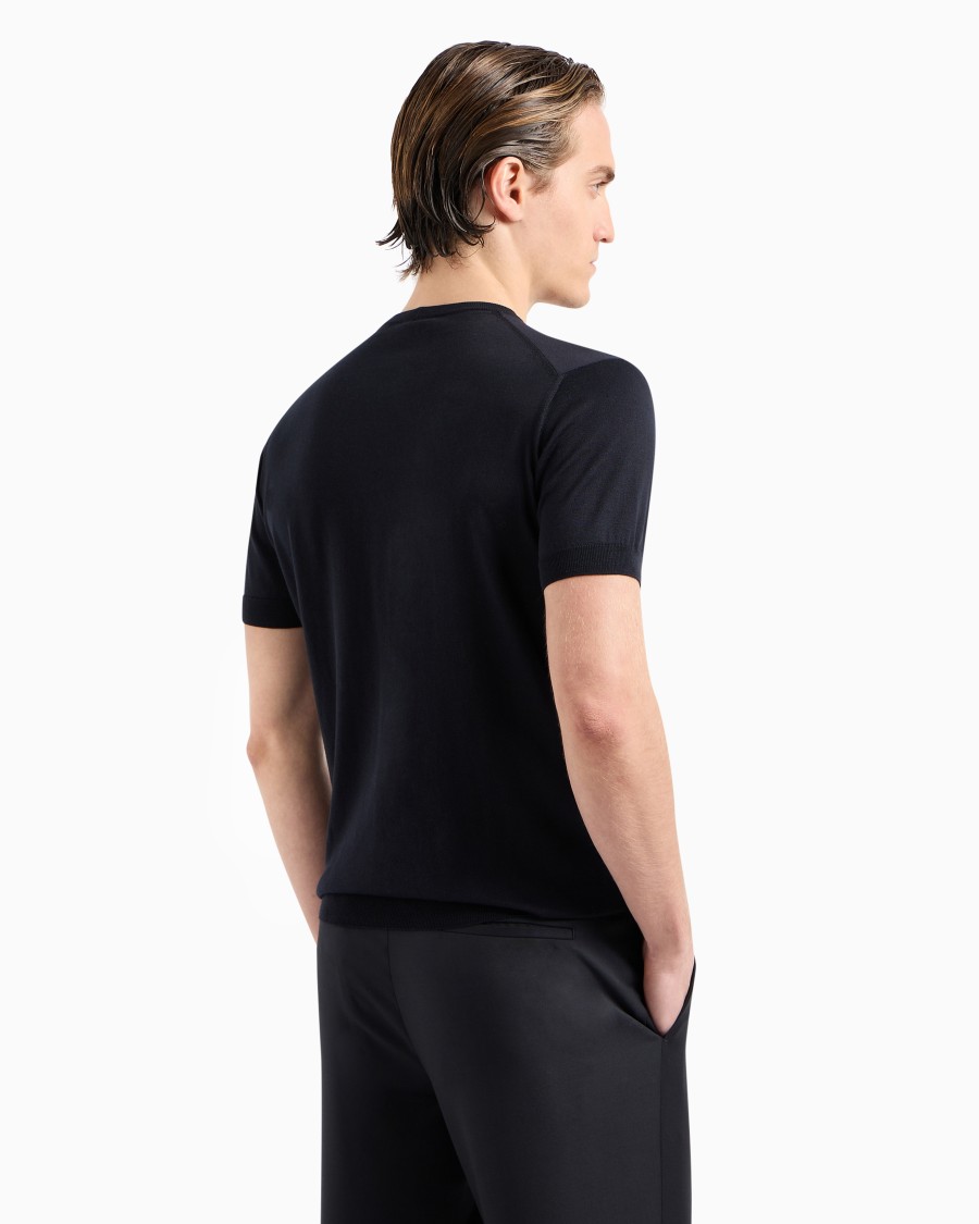 The world of armani MAGLIA GIROCOLLO IN SETA E COTONE Online