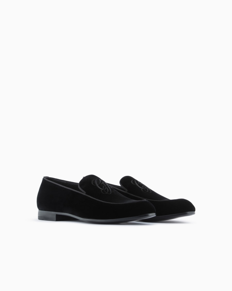 The world of armani MOCASSINI IN VELLUTO CON LOGO RICAMATO Saldi