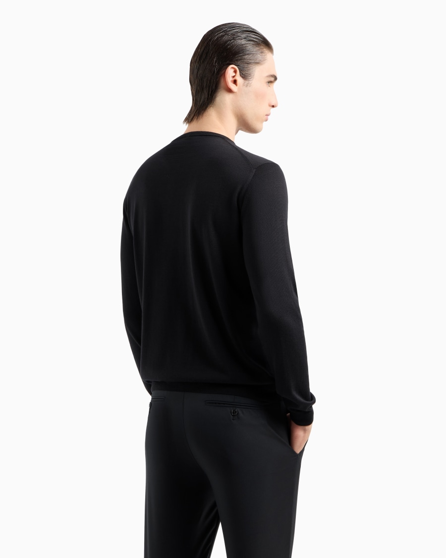 The world of armani MAGLIA GIROCOLLO A MANICA LUNGA IN SETA E COTONE Vendita Calda