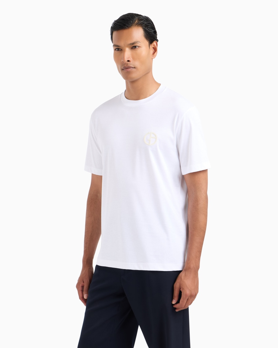 The world of armani T-SHIRT GIROCOLLO IN INTERLOCK DI COTONE Vendita Economica