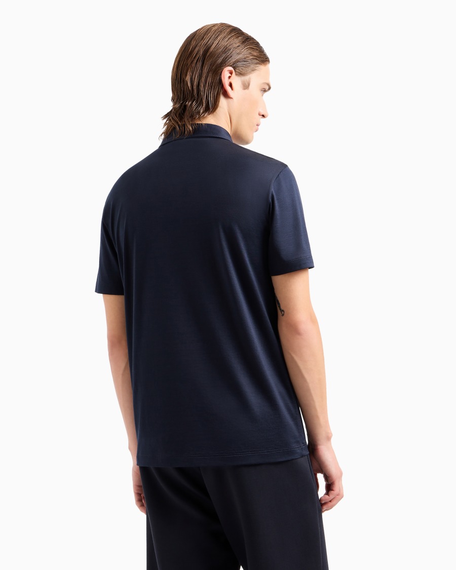 The world of armani POLO IN JERSEY DI SETA E COTONE MELANGE Vendite Flash