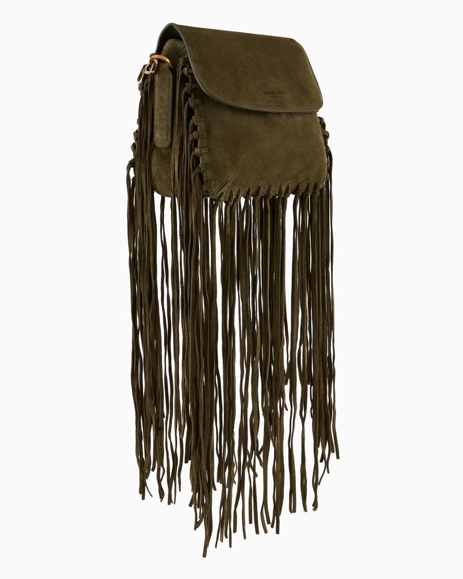 The world of armani BORSA LA PRIMA IN PELLE SCAMOSCIATA CON FRANGE Italia