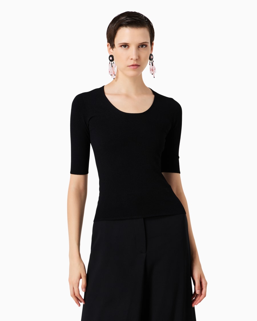 The world of armani MAGLIA GIROCOLLO IN MISTO VISCOSA E LANA JACQUARD Outlet