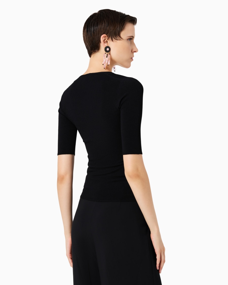 The world of armani MAGLIA GIROCOLLO IN MISTO VISCOSA E LANA JACQUARD Outlet